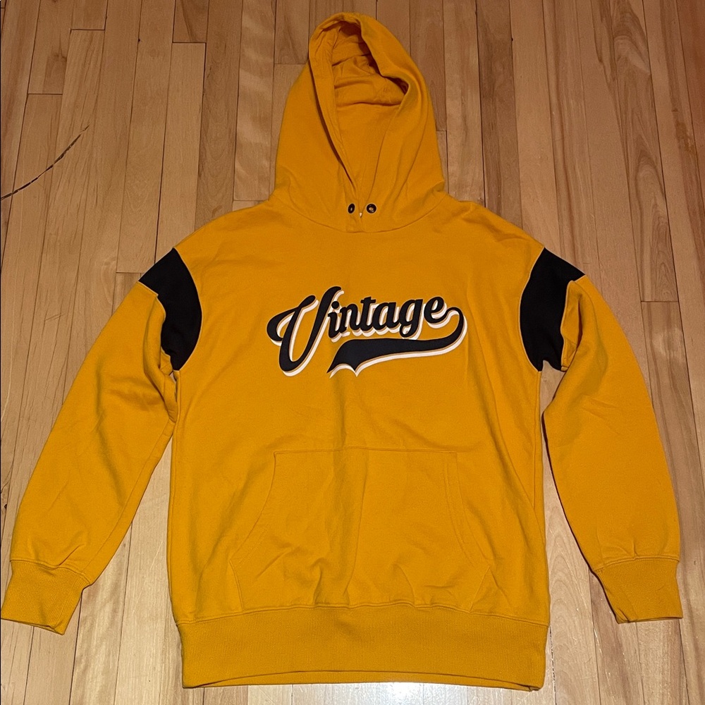 Garage Mustard Hoodie with Navy Accents
